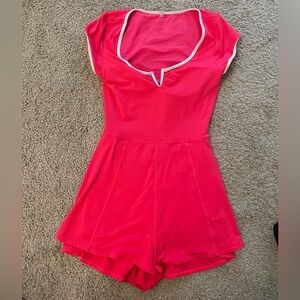 Vibrant Pink Romper with White Trim